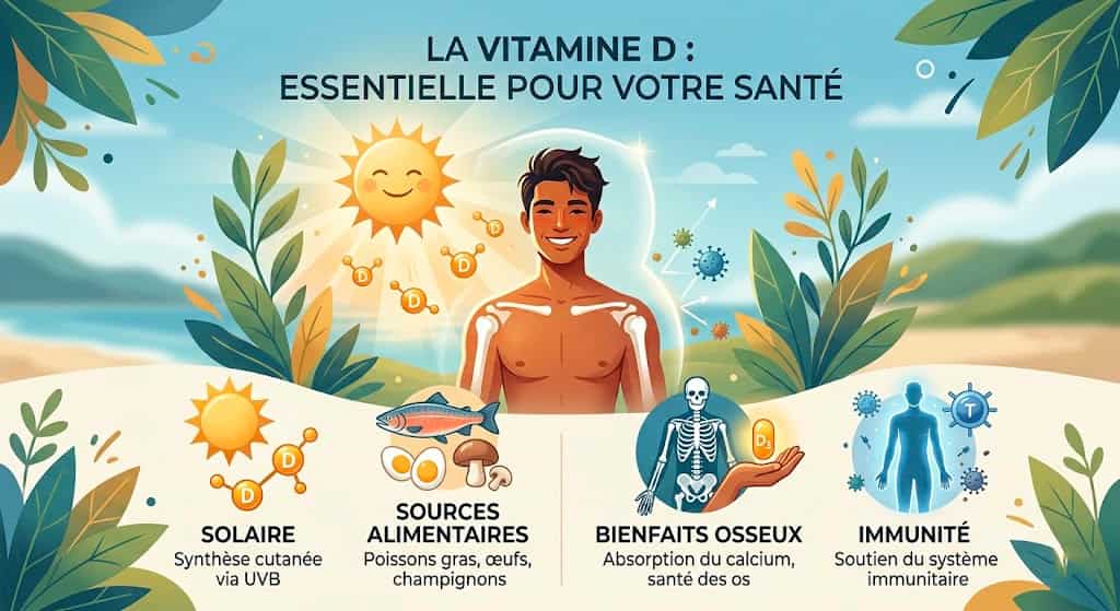 Illustration : Vitamine D et musculation : testostérone, force et dosage — le guide scientifique