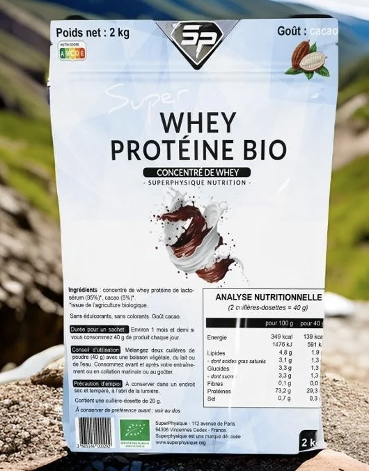 Protéine en poudre Super Whey Protéine Bio de la marque Superphysique
