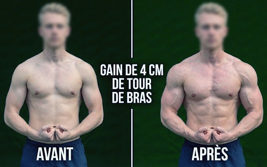 Prise de masse musculaire bras naturelle avant après