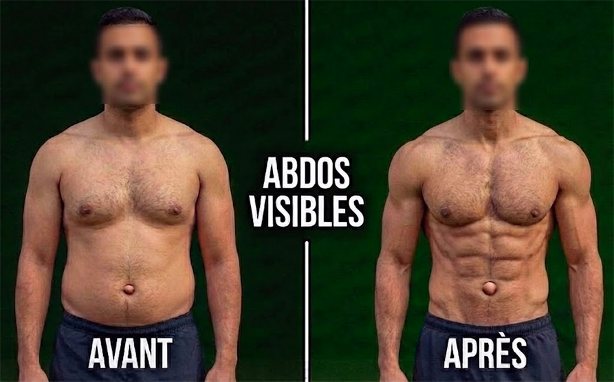 Sèche musculation abdos visibles avant après